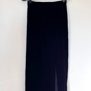 Black floor-length velvet skirt